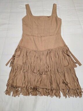 TRIXXI FAUX SUEDE FRINGE MINI DRESS